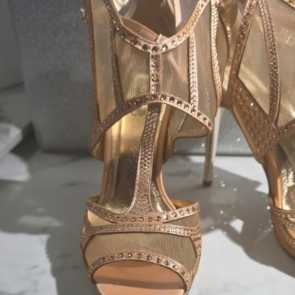 Rose Gold Rhinestone Heels - Picture 4 of 5